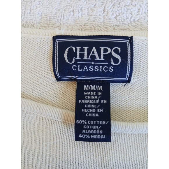 CHAPS CLASSICS Women's Top 3/4 Sleeve Navy White Striped Pullover Sweater Medium - Picture 16 of 16